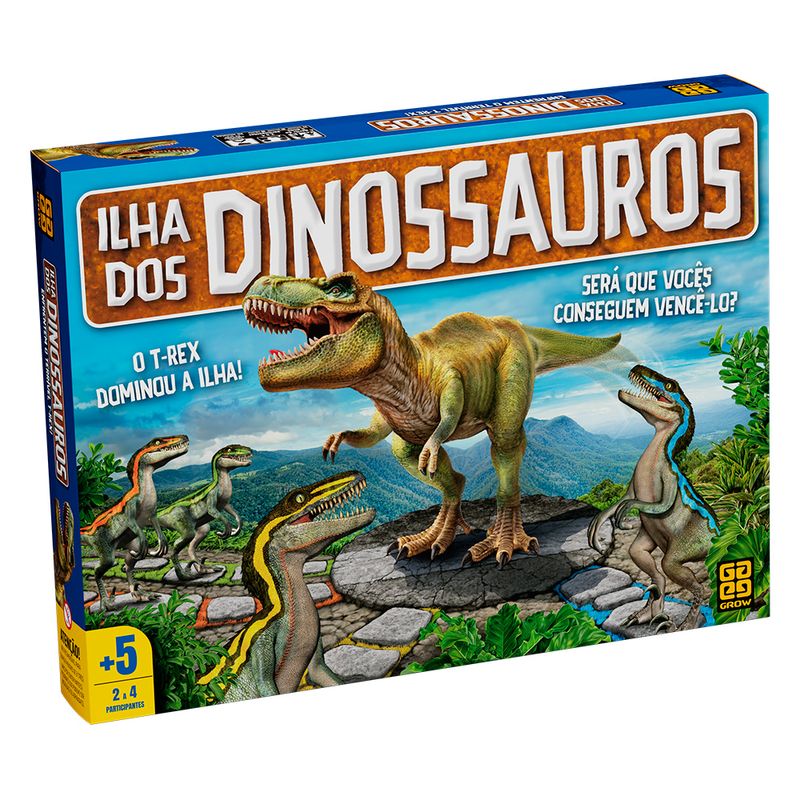 Jogo-de-Tabuleiro---Ilha-dos-Dinossauros---T-Rex---2-a-4-Jogadores---Grow-0