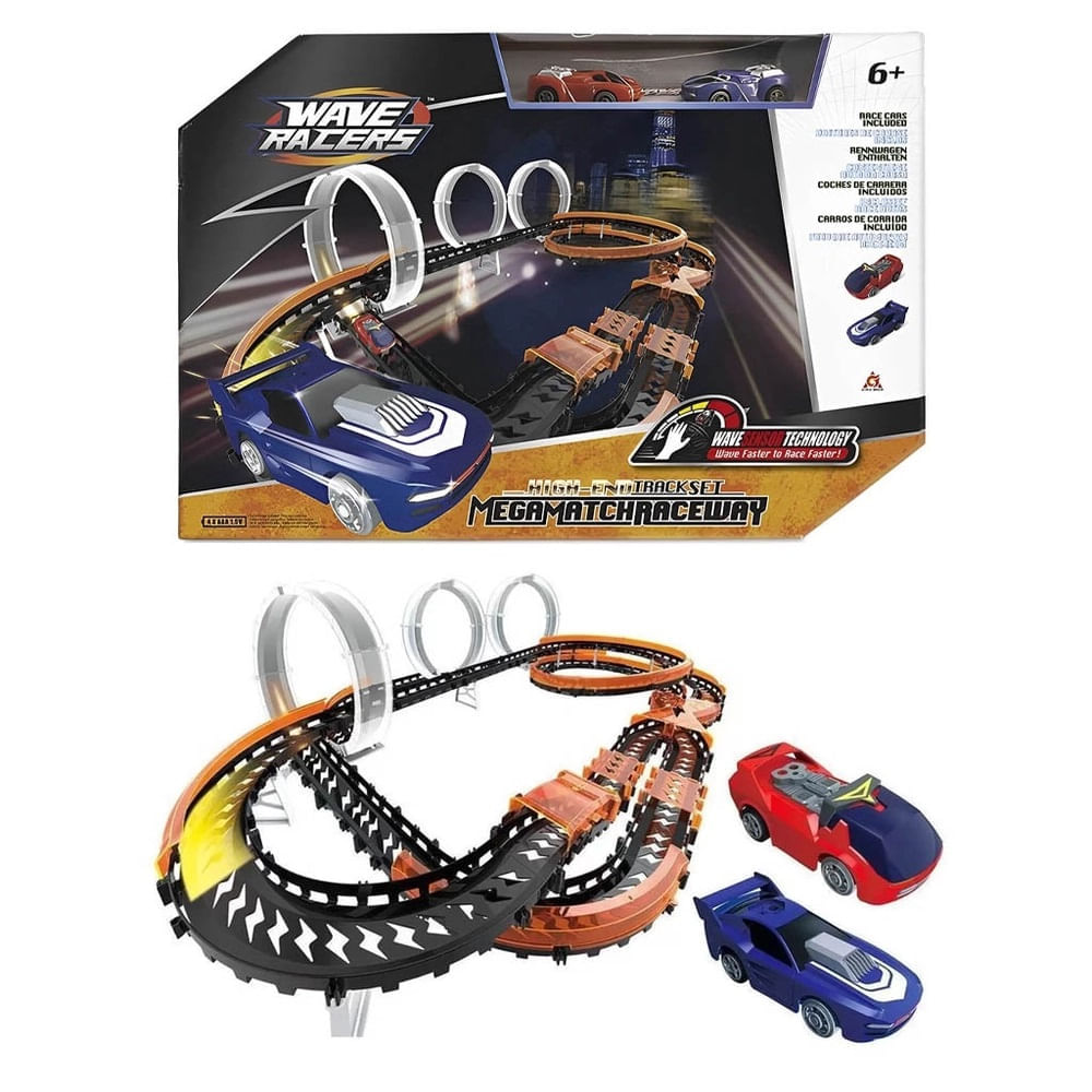 Conjunto de Pista e Mini Veículos - Wave Racers - Mega Match Race Way - Fun