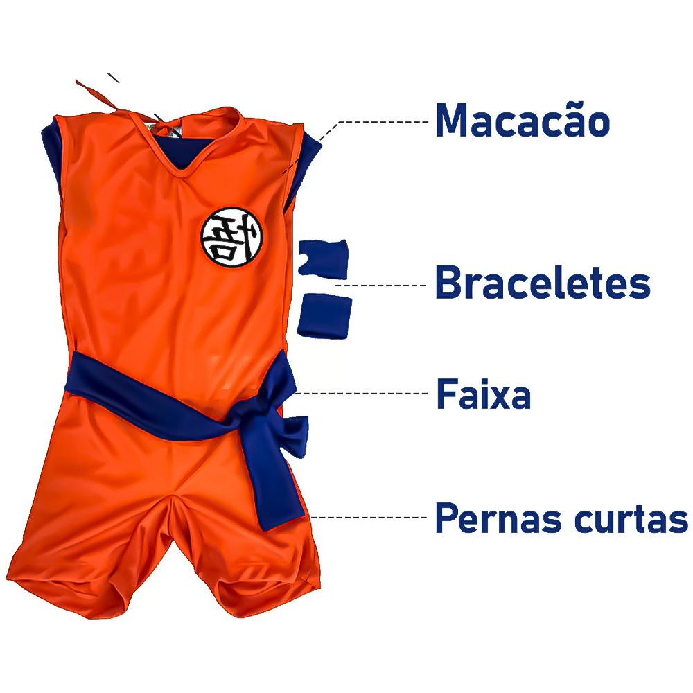 Fantasia Roupa Infantil Curta Goku Dragon Ball Com Acessório