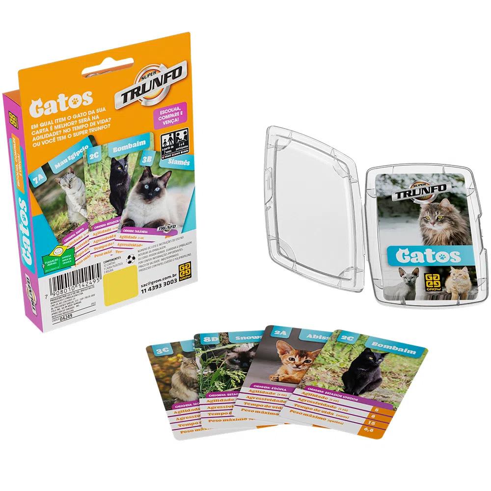 Jogo de Cartas - Super Trunfo - Gatos - 32 Cartas - Grow - Ri Happy