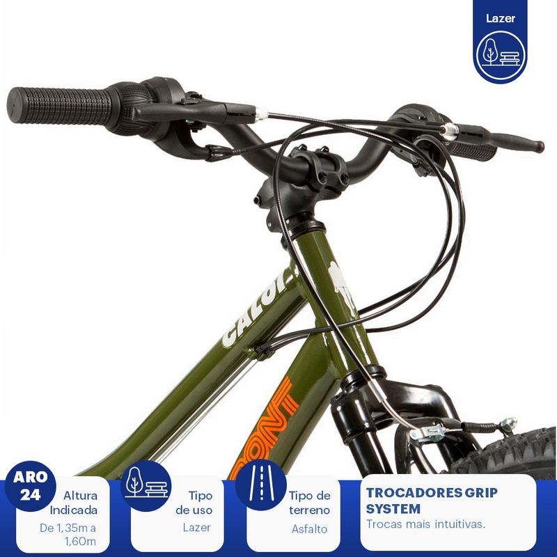 Bicicleta ARO 24 Max Front Verde e Laranja Caloi