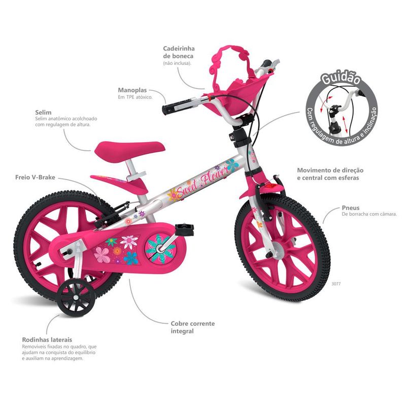 Bicicleta---Aro-16---Sweet-Flower-Pro---Branco---Bandeirante-1