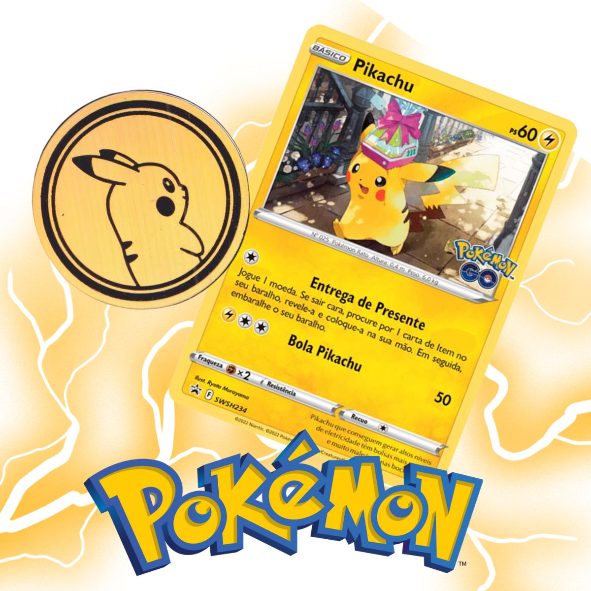 Jogo de Cartas Pokémon - Blister Quadruplo - Pokémon GO - Pikachu