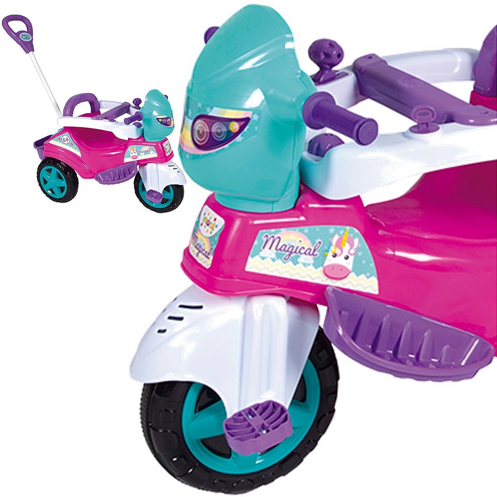 Triciclo Infantil com Empurrador - Triciclo Baby City - Rosa - Maral -  superlegalbrinquedos