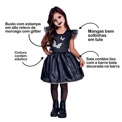 Fantasia Halloween Infantil Bruxinha.