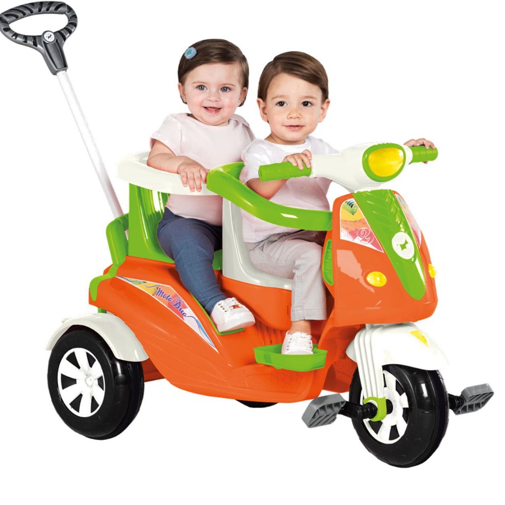 Moto Infantil de Passeio Com Pedal Calesita Duo Dois Lugares