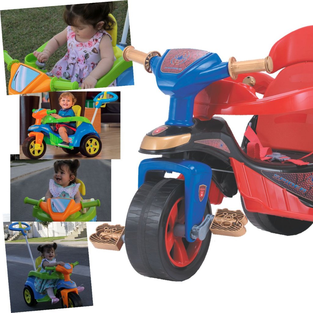 Motoca Triciclo Infantil Tico Trike Evolution Spider Menino - Biemme no  Shoptime