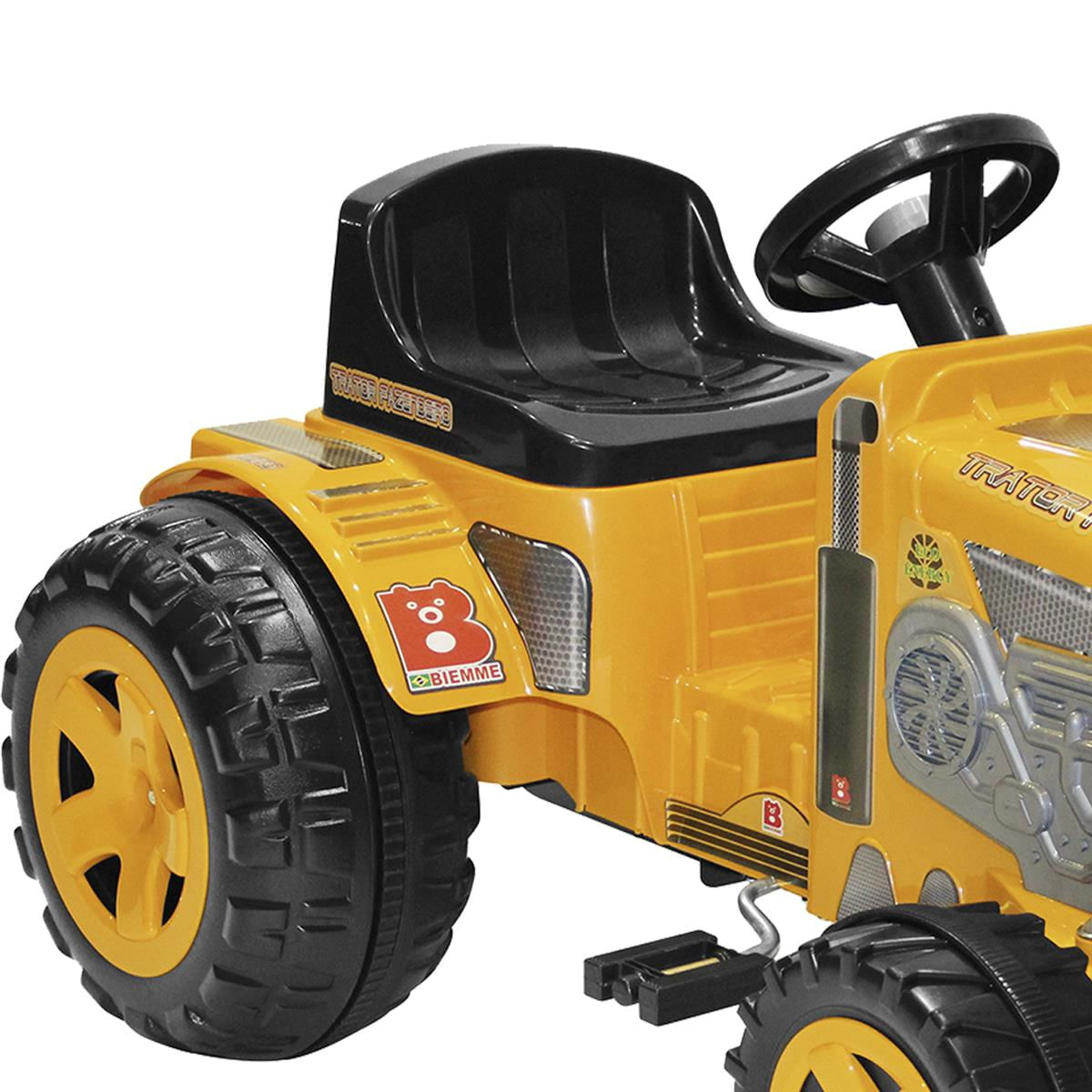 Carrinho Infantil Passeio De Pedal Trator Fazendeiro - Biemme - Amarelo