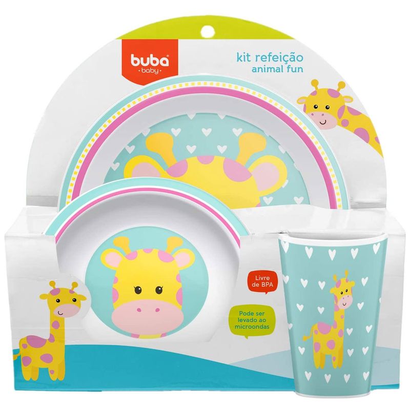 Conjunto-de-Refeicao---3-Pecas---Animal-Fun---Girafa---Buba