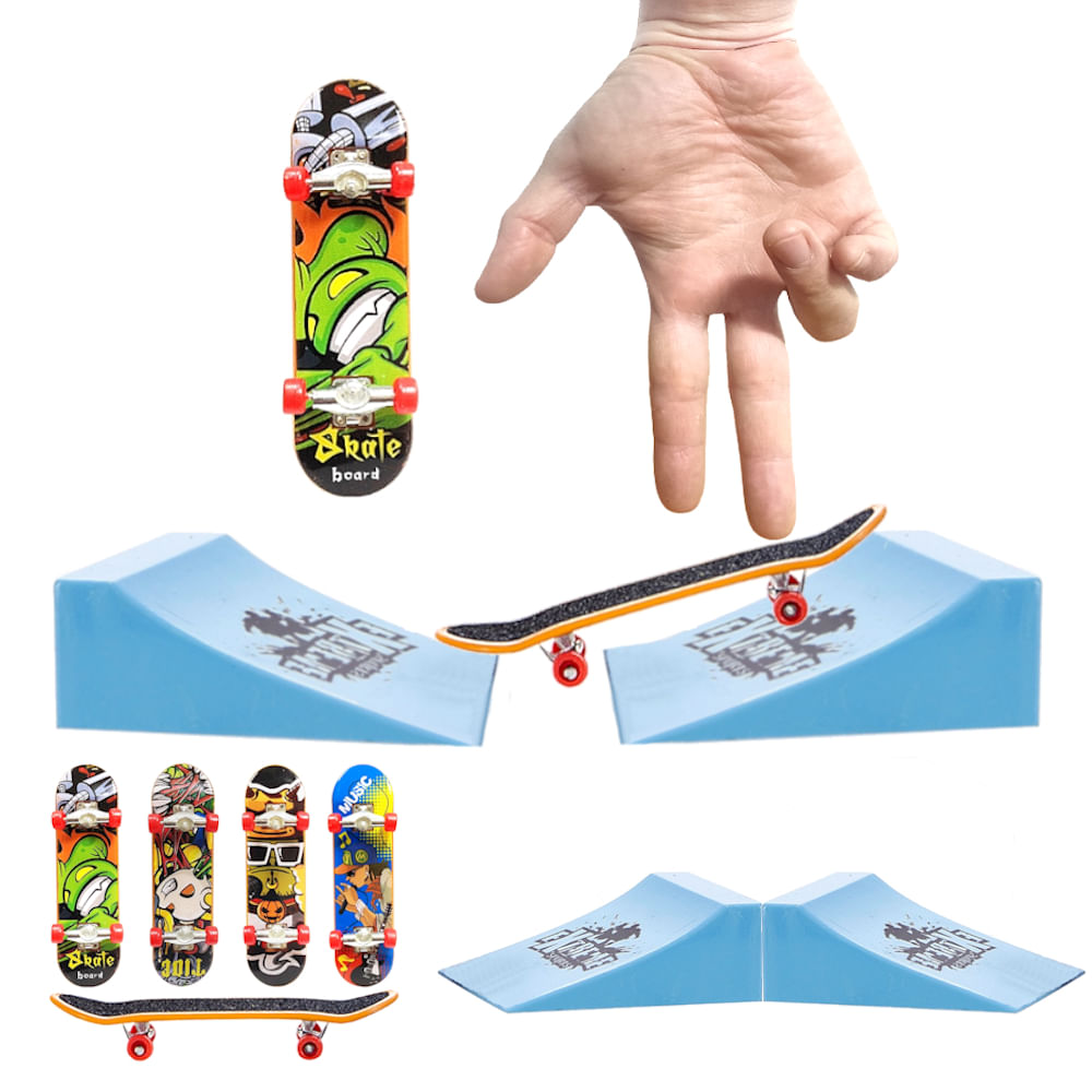 KIT 5UN Brinquedo Skate De Dedo Com Rampa Obstáculo X-Trick