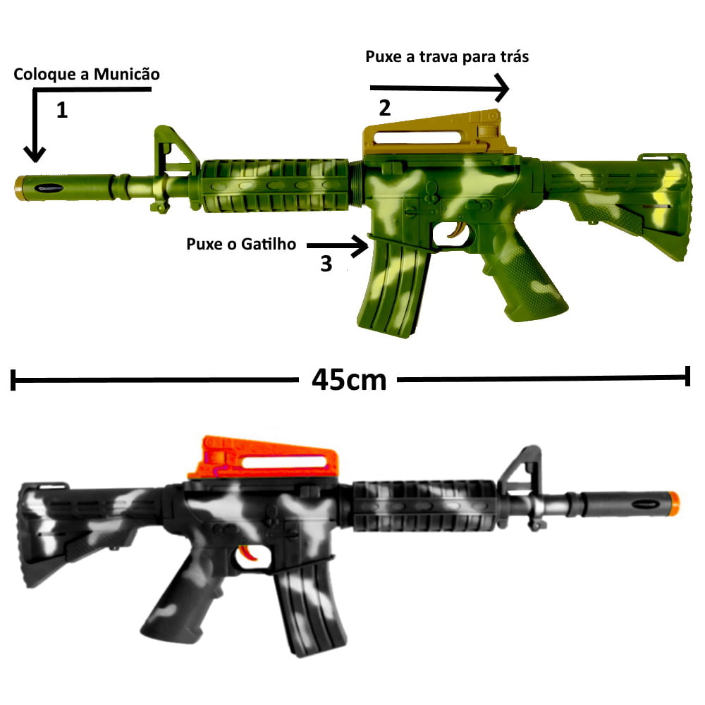 Kit 3 Arminhas 2 Pistola E 1 Sniper Lança Dardos 11 Peças - Ri Happy