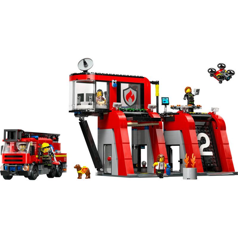 LEGO---City-Fire---Quartel-com-Caminhao-dos-Bombeiros---60414-1