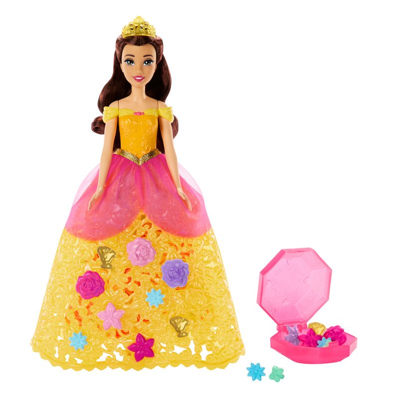 Boneca---Disney-Princesa---Bella---Moda-Floral---Amarelo---Mattel-0