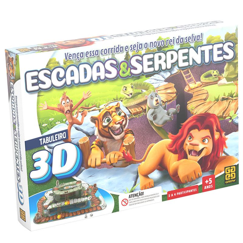 Jogo-de-Tabuleiro---Escadas-e-Serpentes---De-2-a-4-Jogadores---Grow-0