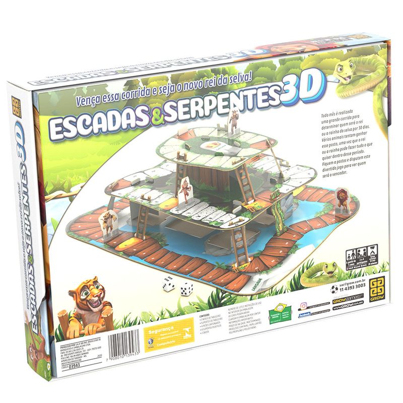 Jogo-de-Tabuleiro---Escadas-e-Serpentes---De-2-a-4-Jogadores---Grow-1