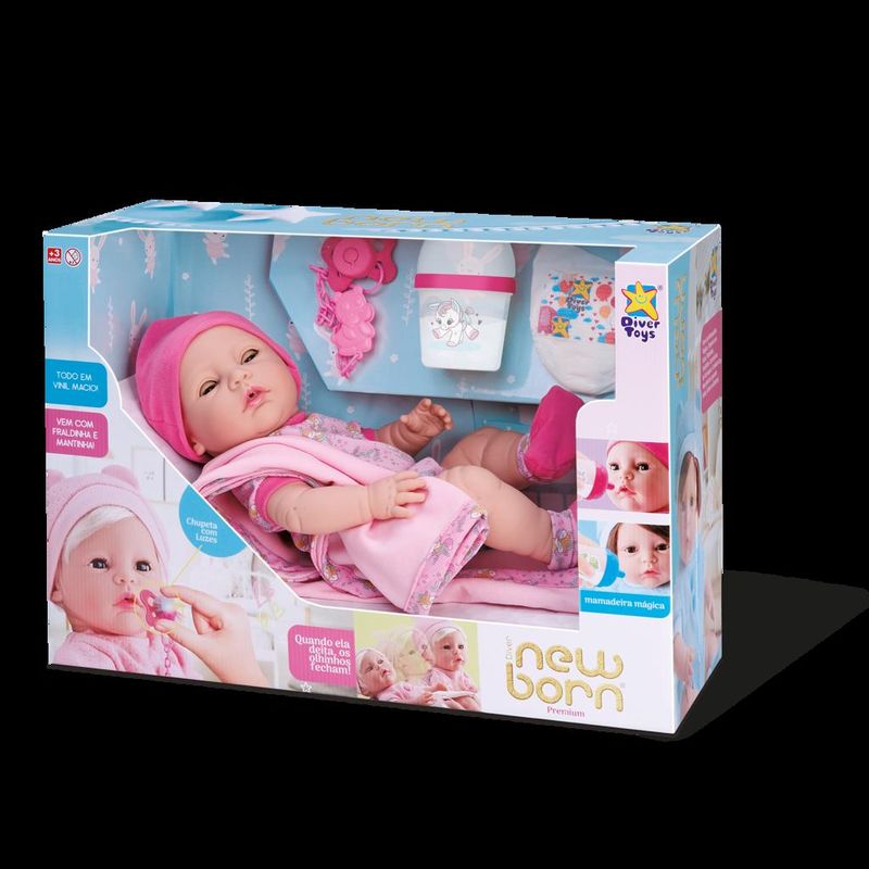 Boneca-Bebe---New-Born-Premium---Rosa---Divertoys-0