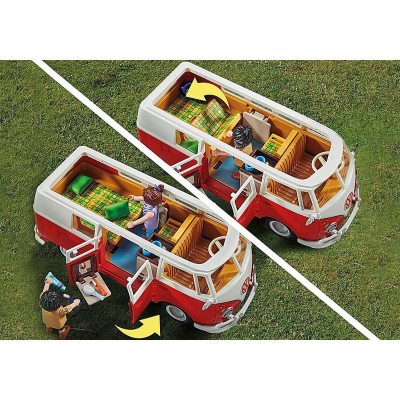 Mini-Figuras-e-Veiculo---Volkswagen-T1---Camping-Bus---Playmobil---Sunny-3