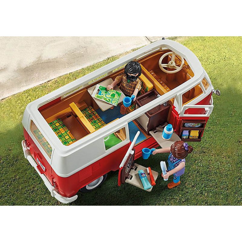 Mini-Figuras-e-Veiculo---Volkswagen-T1---Camping-Bus---Playmobil---Sunny-4