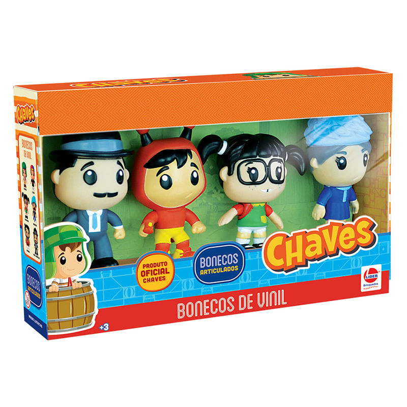 Boneco-Articulado---Girafales---Chapolin---Chuiquinha---Dona-Clotilde---Pack-C-4---Vinil---Lider-0