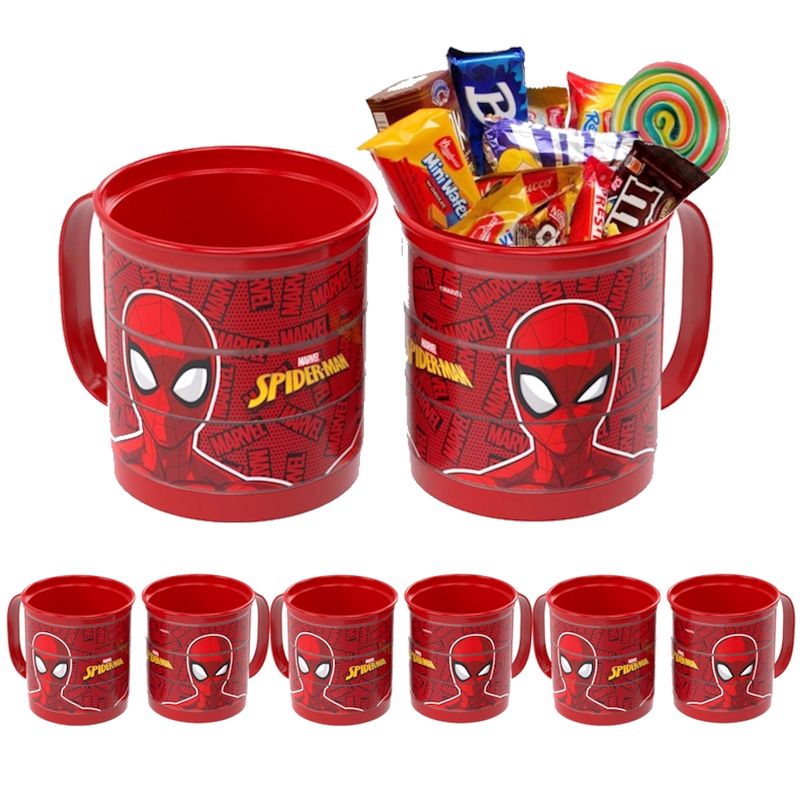 Caneca-Divertida-do-Homem-Aranha-360-ml-Plasutil-Nova-Kit-com-10