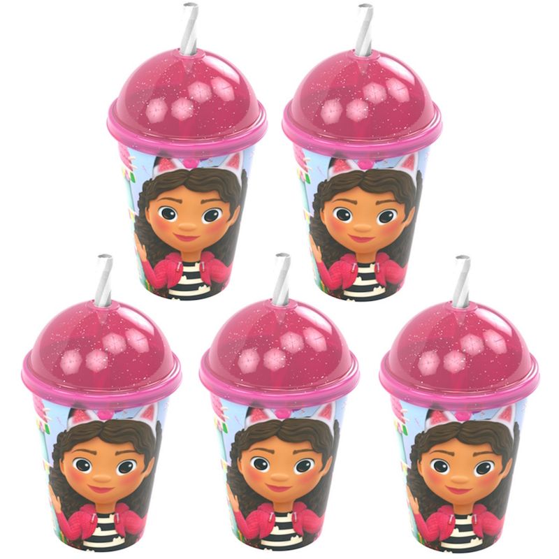 Copo-Shake-com-Tampa-e-Canudo-Casa-Magica-da-Gabby-280-ml-Plasutil-para-Festa-Infantil-Decoracao-Kit-5-Capa