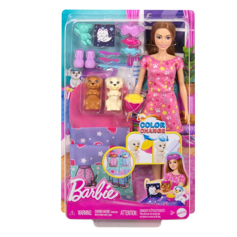 Boneca-Com-Acessorios---Barbie---Festa-Do-Pijama-Com-Cachorrinhos---Mattel-1