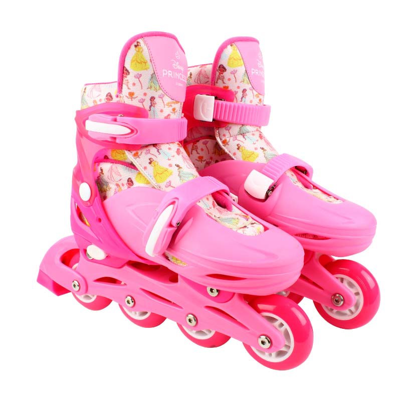 Patins---4-Rodas---C-Protecao---Tamanho-32-35---Princesas---Inline-E-Triline---Rosa---Bbr-Toys-0