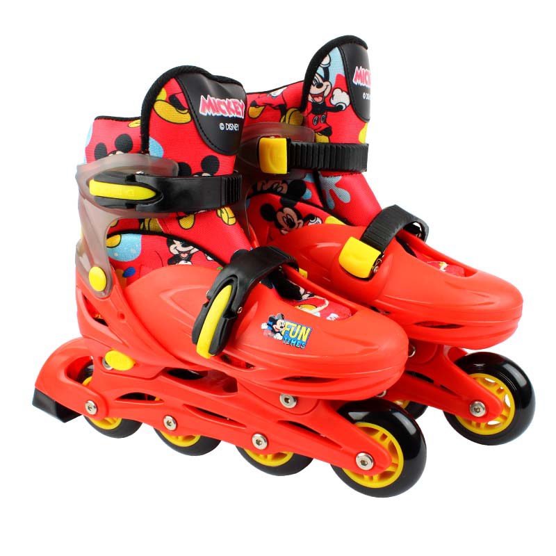 Conjunto-De-Patins-E-Protetores---Mickey---Inline-E-Triline---Tamanho-32-a-35---BBR-Toys---Vermelho-0