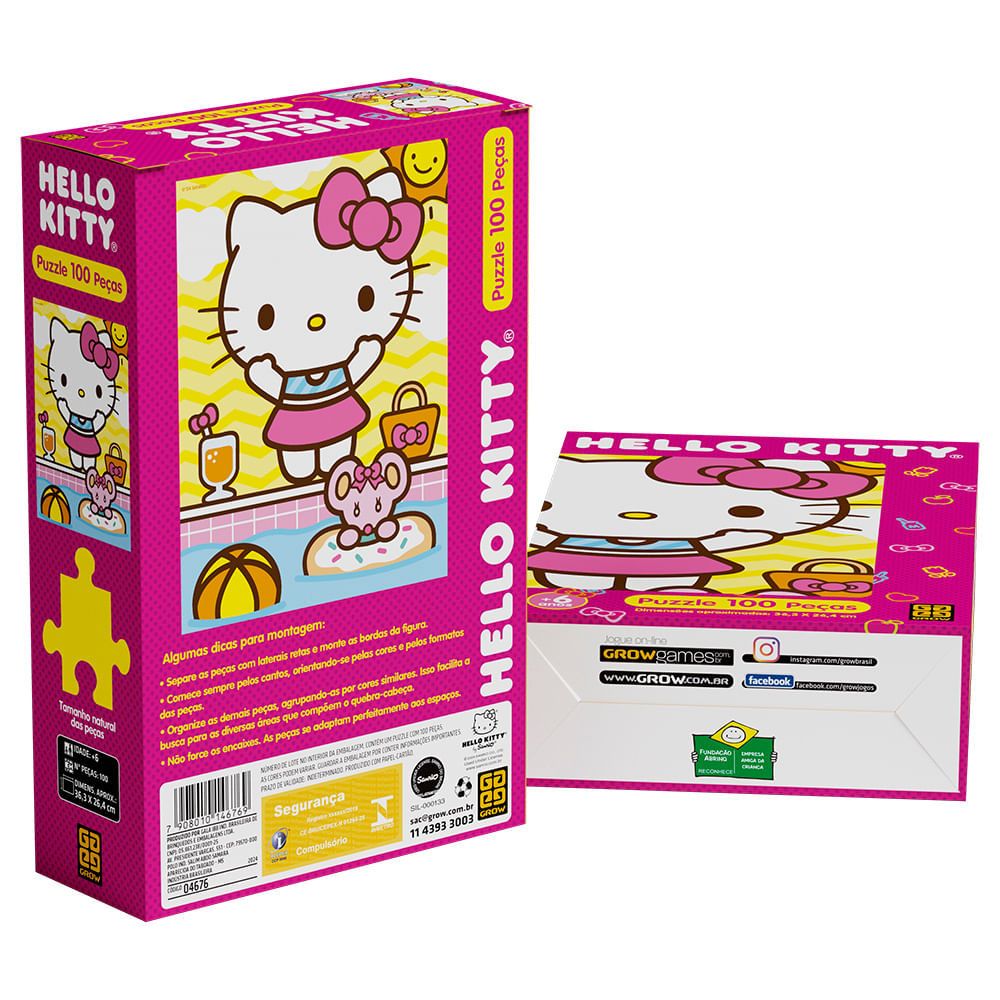 Confira Quebra-Cabeça - Hello Kitty - 100 Peças - Grow - Rihappy