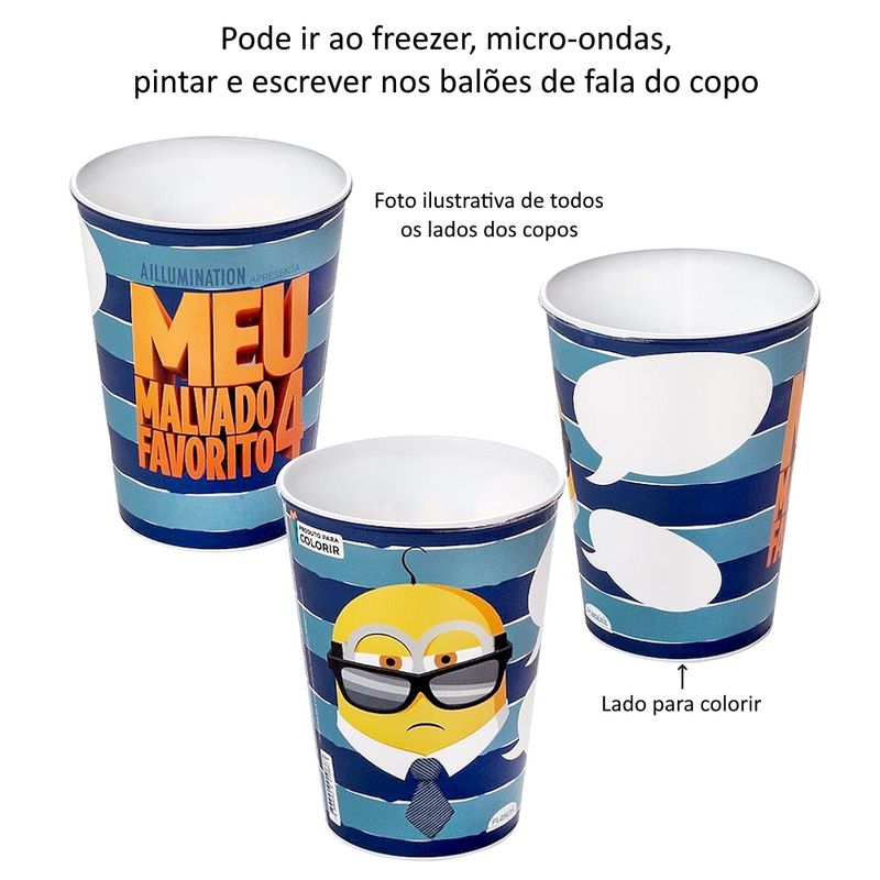 Copo-Minions-Meu-Malvado-Favorito-4-Plasutil-320ml-Para-Festas-Infantis-Decoracoes-de-Aniversario-Atacado-Kit--4-