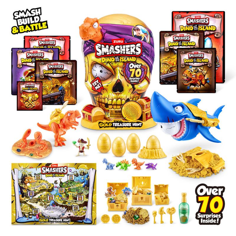 Figura-com-Acessorios---Smashers---Dino-Island---Gold-Treasure-Hunt---Series-1---Fun-2