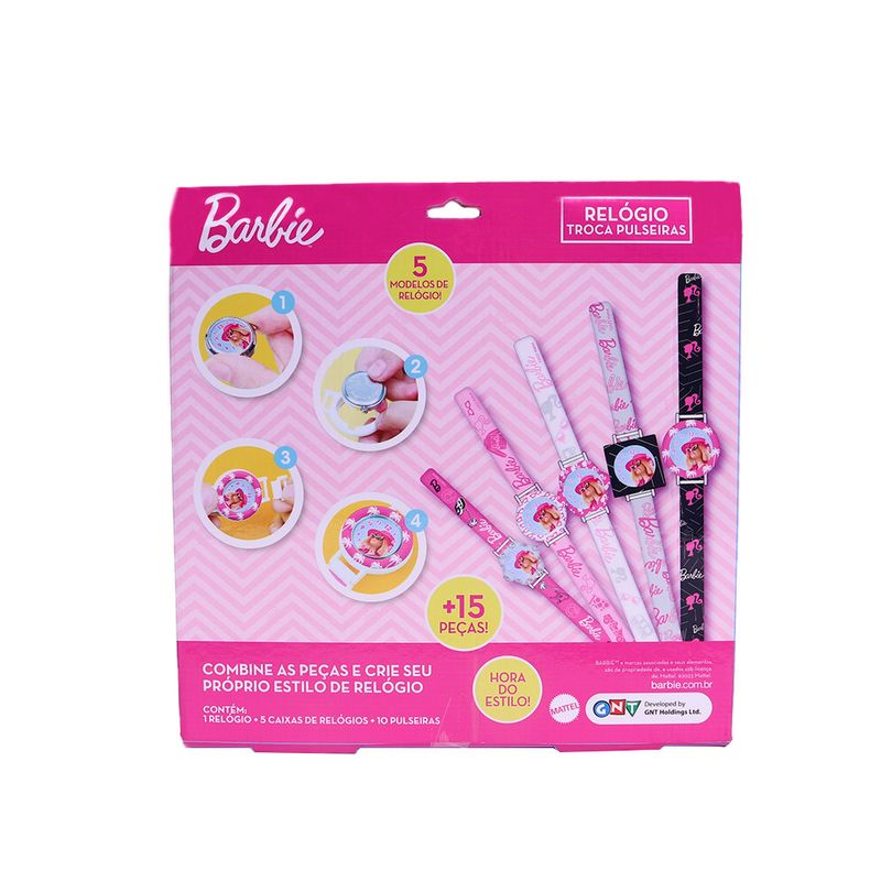 Relogio-Infantil---Barbie--Troca-Pulseiras-com-5-Pulseiras---Fun-0