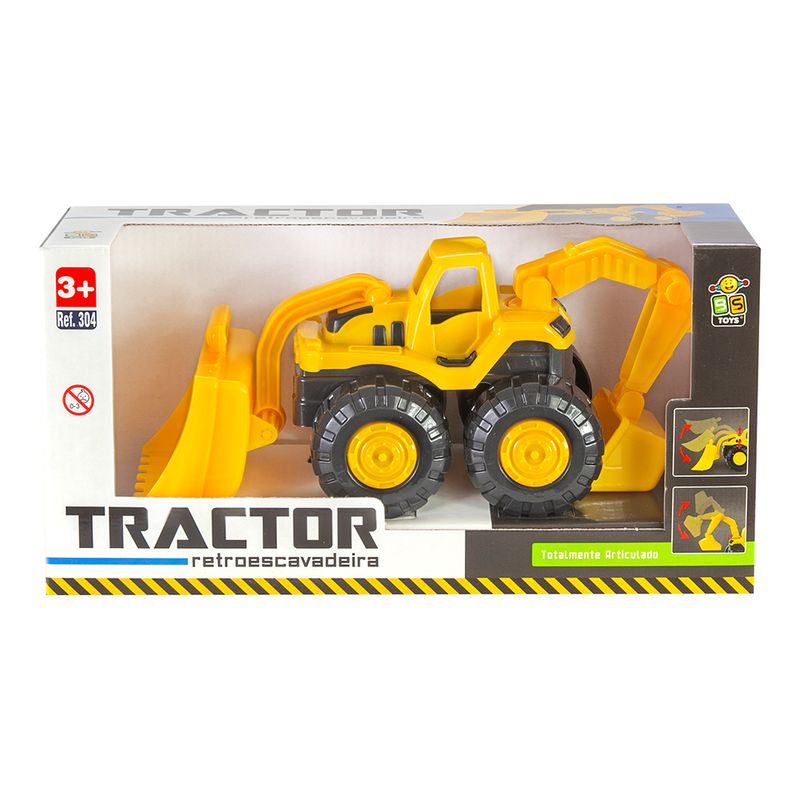 Mini-Veiculo---Tractor-Retroescavadeira---Amarelo---Bs-Toys-1