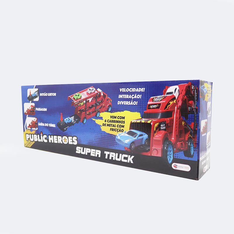 Carinho-com-Friccao---Caminhao-Cegonha-Com-6-Carrinhos-de-Metal---Shiny-Toys-7