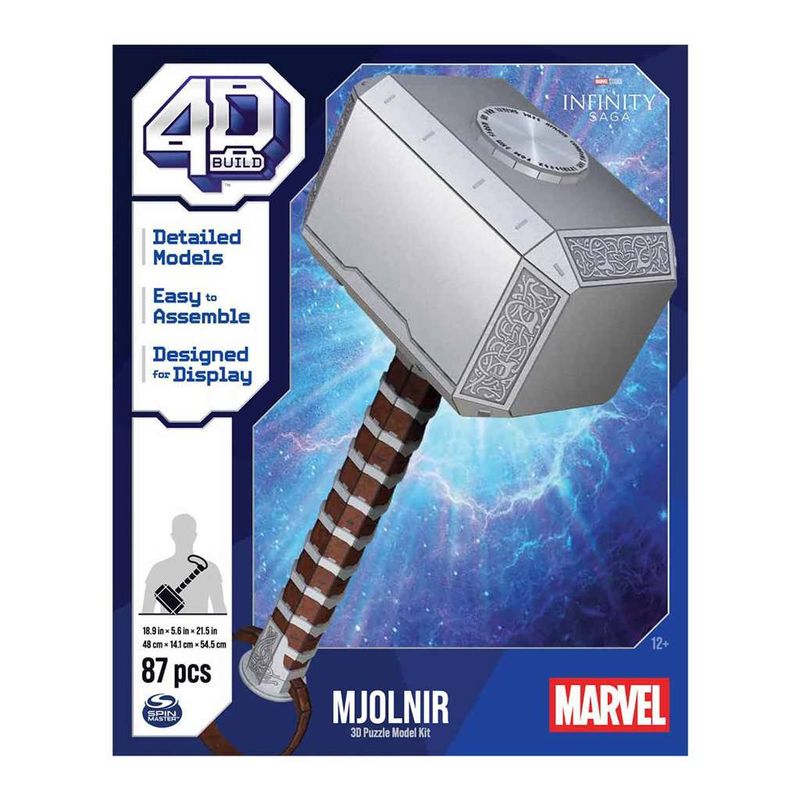 Quebra-Cabeca-3D---Marvel---Martelo-Thor---Mjolnir---4D-Build---Sunny-1