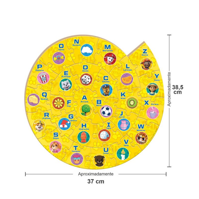 Quebra-Cabeca-Educativo---Patrulha-Canina---Alfabeto-Caracol-em-Madeira---Nig-2