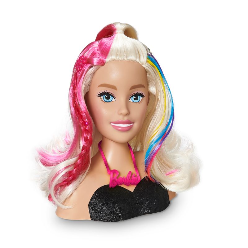 Boneca Barbie Maquiar e Pentear Busto 3 Acessorios - Pupee