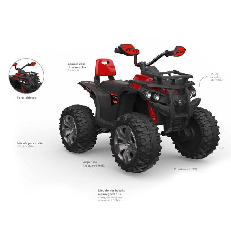 Quadriciclo-Eletrico---12V----Atv-Cam-Am---Bandeirante---Vermelho-0