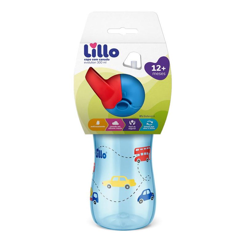 Copo-com-Canudo---Lillo---Evolution---Polipropileno---Azul---300ml-0