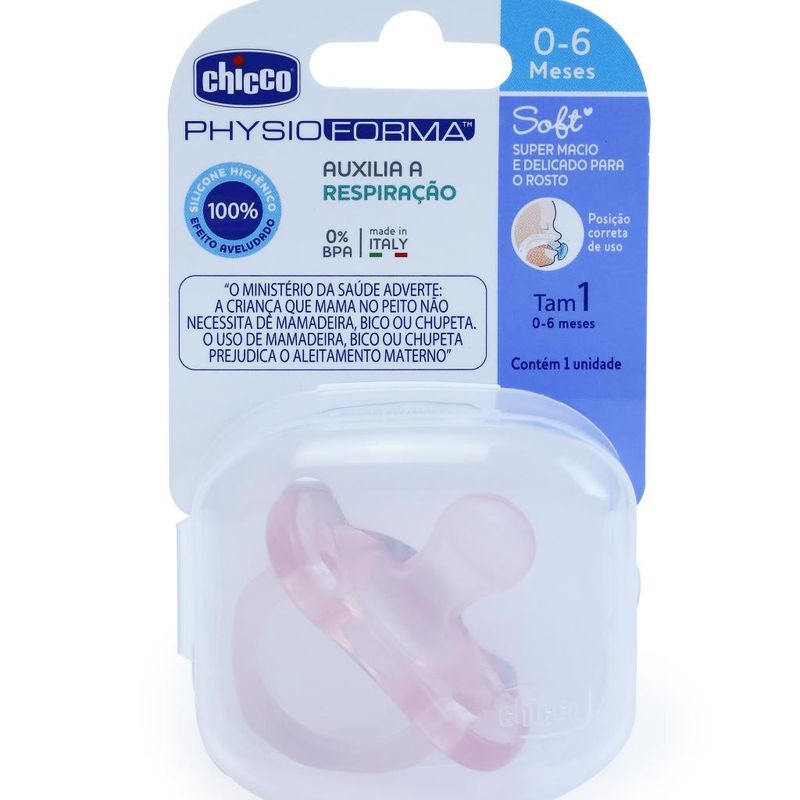 Chupeta---Chicco---Soft---Physio-Forma---Silicone---Rosa---Tamanho-1-0