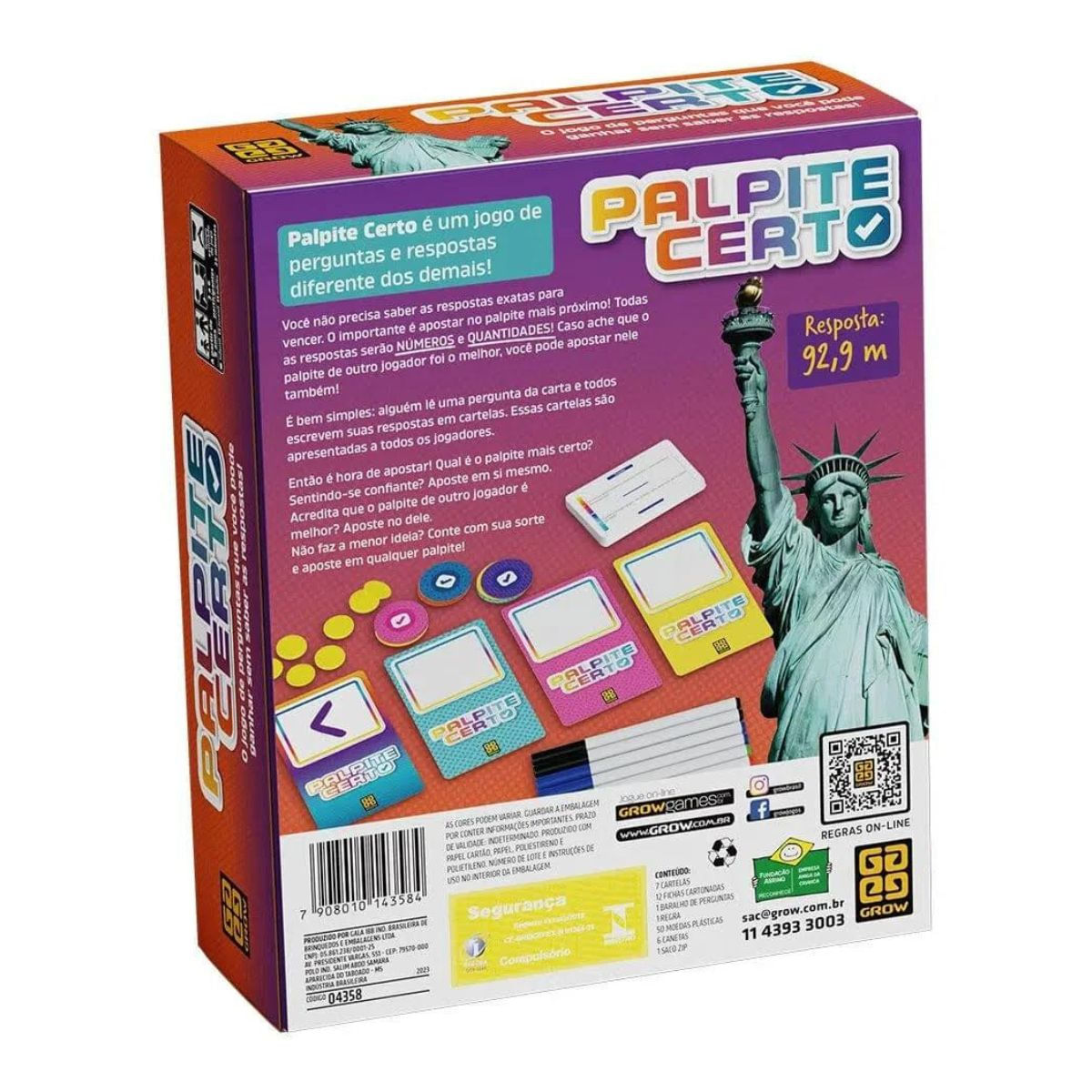 Jogo Palpite Certo Grow 04358 - PBKIDS Brinquedos