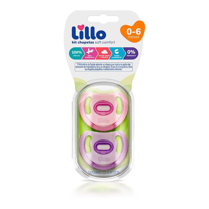 Conjunto-de-Chupetas---Lillo---Soft-Comfort---0-a-6-Meses---Silicone---Rosa-e-Lilas-0