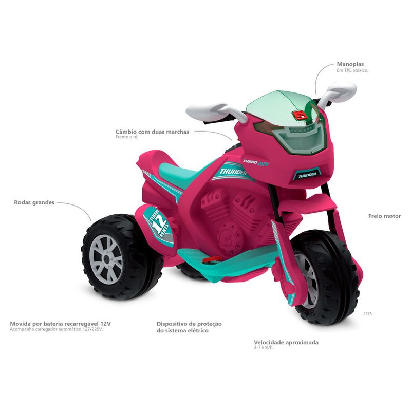 Mini-Veiculo-Eletrico---12V---Super-Moto-Thunder-Eletrica---Bandeirante---Pink-1