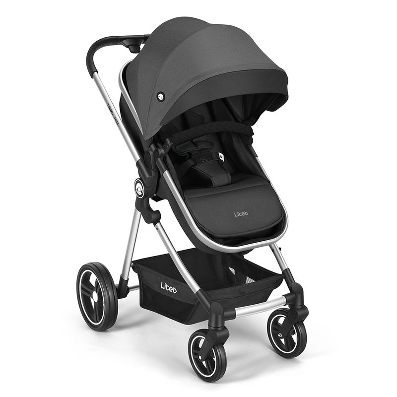 Carrinho de Bebe Multikids Jazz Preto e Cinza Bb432