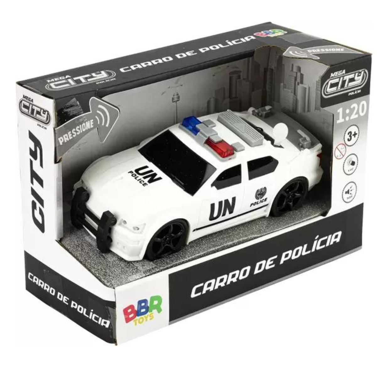 Carro De Polícia Mega City Bbr R3338 - PBKIDS Brinquedos