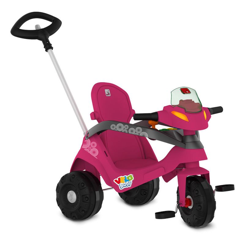 Triciclo-VeloBaby---Reclinavel-Com-Capota-E-Pedal---Bandeirante---Rosa-6