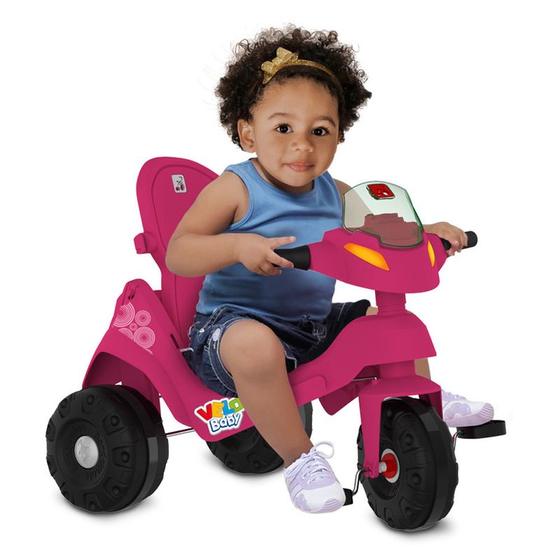 Triciclo-VeloBaby---Reclinavel-Com-Capota-E-Pedal---Bandeirante---Rosa-8