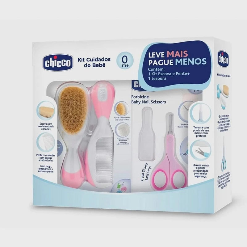 Conjunto-de-Higiene-Pessoal---Escova-e-Pente---Tesourinha---Rosa---Chicco-0