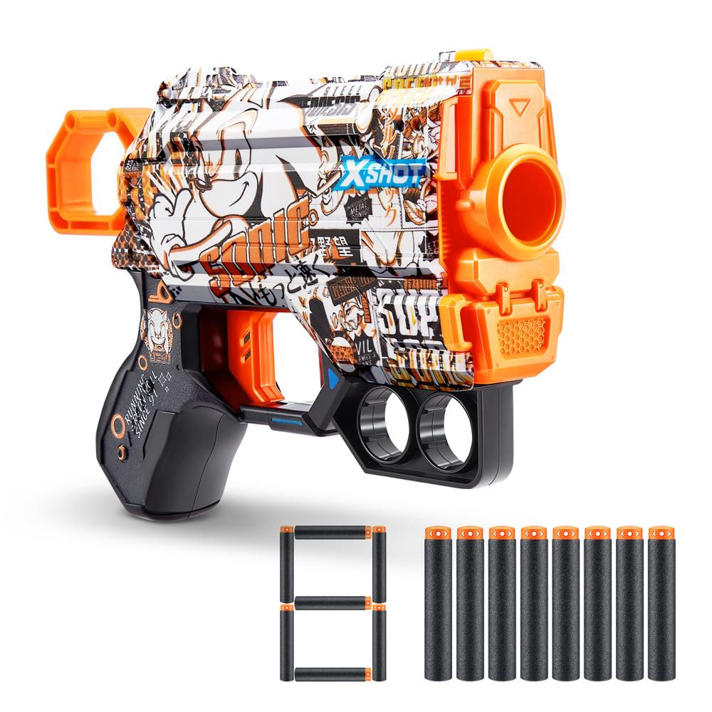 Lançador de dardos X-Shot, Skins Menace Sonic, Retro - Ri Happy