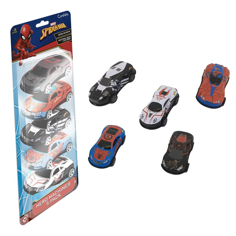 Mini Veiculos Pull Back Com 5 - Homem Aranha - Ri Happy